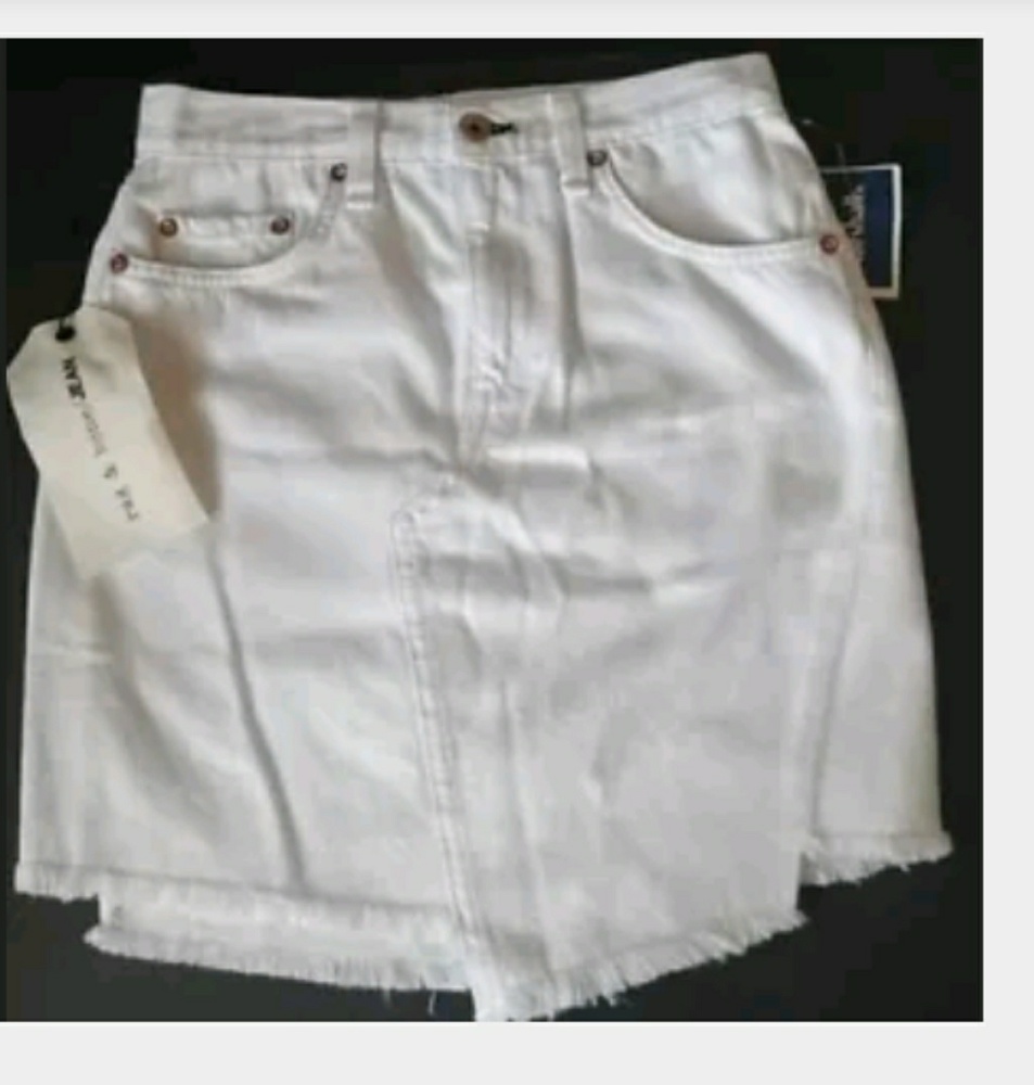Rag and Bone White Dive Denim Skirt